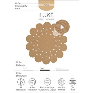 Luke 433 Naturel Yuvarlak Halı Bohem Örgü Hasır Kilim Dekoratif Mutfak Balkon Banyo Halısı 100x1000 cm