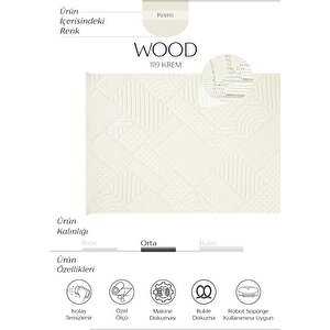 Wood 1119 Krem Halı Yolluk Bukle Salon Halı Antre Hol Koridor Halısı Dokuma Makine Halısı 200x290 cm