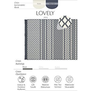 Lovely Krem Mavi Kilim Yıkanabilir Çift Taraflı Akrilik İnce Banyo Balkon Mutfak Kilimi 120x180 cm