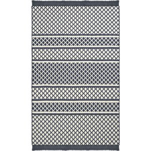 Lovely Krem Mavi Kilim Yıkanabilir Çift Taraflı Akrilik İnce Banyo Balkon Mutfak Kilimi 80x150 cm