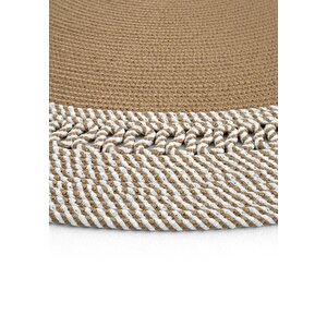 Cool Halı Luke 871 Beyaz Oval Halı Paspas Örgü Hasır Kilim Yolluk Bohem Mutfak Balkon Banyo Halısı
