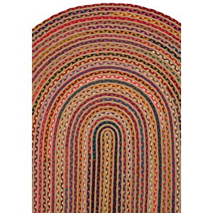 Luke 403 Renkli Oval Halı Paspas Örgü Hasır Kilim Yolluk Bohem Mutfak Balkon Banyo Halısı 120x180 cm