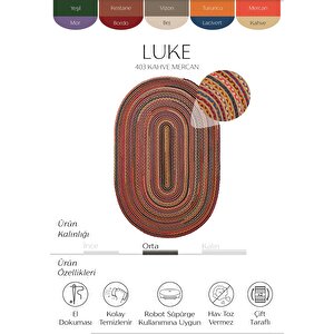 Luke 403 Renkli Oval Halı Paspas Örgü Hasır Kilim Yolluk Bohem Mutfak Balkon Banyo Halısı 80x200 cm