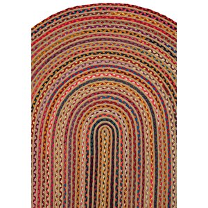 Luke 403 Renkli Oval Halı Paspas Örgü Hasır Kilim Yolluk Bohem Mutfak Balkon Banyo Halısı 100x200 cm