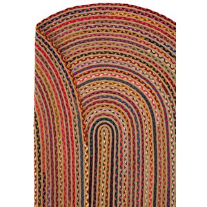 Cool Halı Luke 403 Renkli Oval Halı Paspas Örgü Hasır Kilim Yolluk Bohem Mutfak Balkon Banyo Halısı