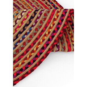 Cool Halı Luke 403 Renkli Oval Halı Paspas Örgü Hasır Kilim Yolluk Bohem Mutfak Balkon Banyo Halısı