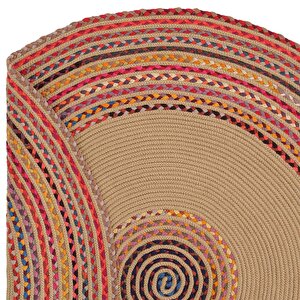 Cool Halı Luke 411 Renkli Yuvarlak Halı Bohem Örgü Hasır Kilim Dekoratif Mutfak Balkon Banyo Halısı