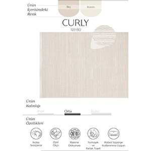 Curly 1120 Bej Halı Yolluk Bukle Salon Halısı Koridor Halısı Yumuşak Dokulu Mutfak Halısı 160x250 cm