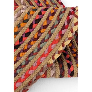Cool Halı Luke 411 Renkli Yuvarlak Halı Bohem Örgü Hasır Kilim Dekoratif Mutfak Balkon Banyo Halısı