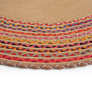 Cool Halı Luke 411 Renkli Yuvarlak Halı Bohem Örgü Hasır Kilim Dekoratif Mutfak Balkon Banyo Halısı
