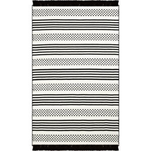 Lovely Krem Siyah Kilim Yıkanabilir Çift Taraflı Akrilik İnce Banyo Balkon Mutfak Kilimi 160x230 cm