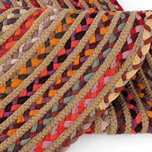 Cool Halı Luke 411 Renkli Yuvarlak Halı Bohem Örgü Hasır Kilim Dekoratif Mutfak Balkon Banyo Halısı