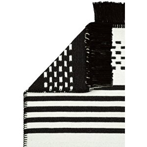 Cool Halı Lovely Krem Siyah Kilim Yıkanabilir Çift Taraflı Akrilik İnce Banyo Balkon Mutfak Kilimi