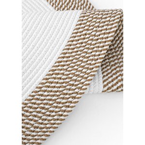 Cool Halı Luke 875 Beyaz Yuvarlak Halı Bohem Örgü Hasır Kilim Dekoratif Mutfak Balkon Banyo Halısı