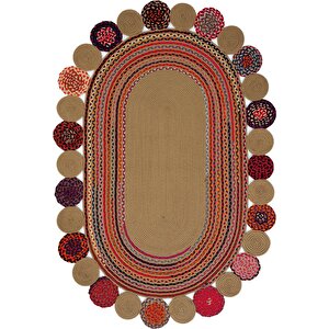 Luke 431 Renkli Oval Halı Paspas Örgü Hasır Kilim Yolluk Bohem Mutfak Balkon Banyo Halısı 100x200 cm