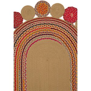 Luke 431 Renkli Oval Halı Paspas Örgü Hasır Kilim Yolluk Bohem Mutfak Balkon Banyo Halısı 150x230 cm