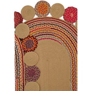Cool Halı Luke 431 Renkli Oval Halı Paspas Örgü Hasır Kilim Yolluk Bohem Mutfak Balkon Banyo Halısı