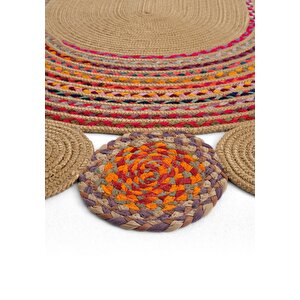 Cool Halı Luke 431 Renkli Oval Halı Paspas Örgü Hasır Kilim Yolluk Bohem Mutfak Balkon Banyo Halısı