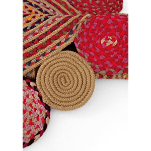 Cool Halı Luke 431 Renkli Oval Halı Paspas Örgü Hasır Kilim Yolluk Bohem Mutfak Balkon Banyo Halısı