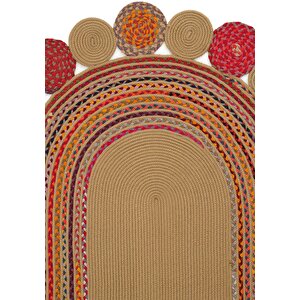 Luke 431 Renkli Oval Halı Paspas Örgü Hasır Kilim Yolluk Bohem Mutfak Balkon Banyo Halısı 100x300 cm