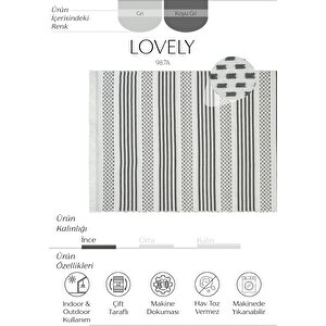 Lovely Gri Kilim Makinede Yıkanabilir Çift Taraflı Akrilik İnce Banyo Balkon Mutfak Kilimi 80x300 cm