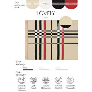 Lovely Bej Kilim Makinede Yıkanabilir Çift Taraflı Akrilik İnce Banyo Balkon Mutfak Kilimi 160x230 cm