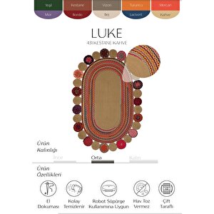 Luke 431 Renkli Oval Halı Paspas Örgü Hasır Kilim Yolluk Bohem Mutfak Balkon Banyo Halısı 80x150 cm