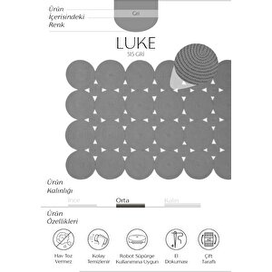 Luke 515 Gri Halı Paspas Örgü Hasır Kilim Yolluk Bohem Antre Mutfak Balkon Banyo Halısı 120x180 cm