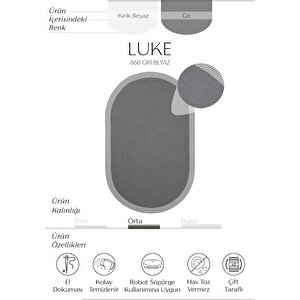 Luke 868 Gri Oval Halı Paspas Örgü Hasır Kilim Yolluk Bohem Mutfak Balkon Banyo Halısı 120x180 cm