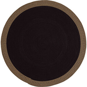 Luke 873 Siyah Yuvarlak Halı Bohem Örgü Hasır Kilim Dekoratif Mutfak Balkon Banyo Halısı 120x120 cm