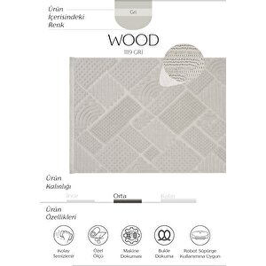 Cool Halı Wood 1119 Gri Halı Yolluk Bukle Salon Halı Antre Hol Koridor Halısı Dokuma Makine Halısı