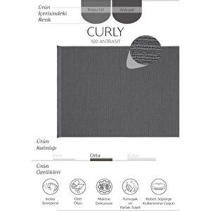 Curly 1120 Antrasit Halı Yolluk Bukle Salon Halısı Hol Koridor Halısı Dokuma Makine Halısı 120x180 cm