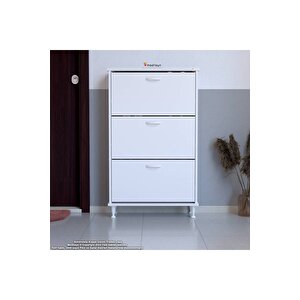 Varbi Kapı Önü 52 X 119 X 25,5 Cm’ Lik 3 Düşer Kapak 6 Göz Raf Bölmeli Ayakkabılık