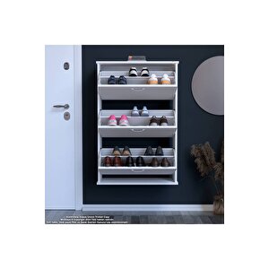 Varbi Asma Antre 52 X 107 X 25, 5 Cm’ Lik 3 Düşer Kapak 6 Göz Raf Bölmeli Ayakkabılık