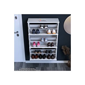 Varbi Asma Antre 52 X 107 X 25, 5 Cm’ Lik 3 Düşer Kapak 6 Göz Raf Bölmeli Ayakkabılık
