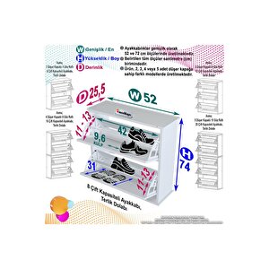 Umay Asma Antre 52 X 74 X 25,5 Cm’lik 2 Düşer Kapak 4 Göz Bölmeli Ayakkabılık