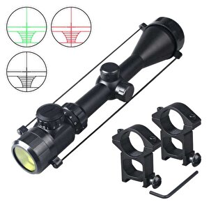 Spike 3-9x50 Zoomlu Keskin Nişancı Tüfek Dürbünü Kırmızı Yeşil Işık Çelik Gövde Tdrtr