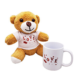 Love Baskılı Kahverengi Ayıcık Ve Kupa Seti Tdrtr