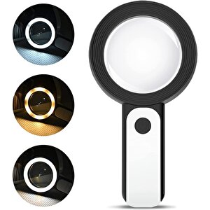 30x -12işıklı Büyüteç Taşınabilir Çıft Katmanlı Optik Cam Okuma Büyüteç 2290-18 Tdrtr