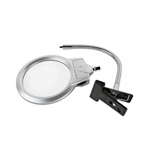 2.5x130 Mm 5x24 Mm Led Aydınlatmalı Büyüteç Masa Üstü Metal Hortum Mandallı Mg15124-c
