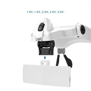5 Lens 1.0x-3.5x 2led Işıklı İle Ayarlanabilir Gözlük Büyüteç 9892b2