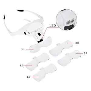 5 Lens 1.0x-3.5x 2led Işıklı İle Ayarlanabilir Gözlük Büyüteç 9892b2 Tdrtr