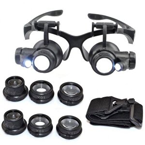 Gözlük Modeli 10x 15x 20x 25x Lens 2 Led Işıklı Büyüteç Tdrtr