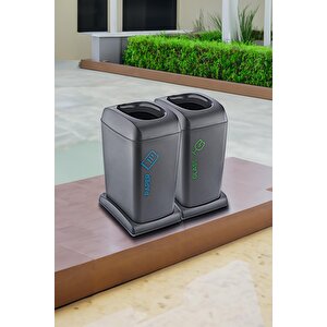 2'li Set Soft Tekerlekli Cam-kağıt Geri Dönüşüm Kutusu 40 Lt