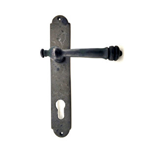 Antika Tarz Dekoratif Pirinç Taşra Banyo Kapı Kolu - 220x35 Mm, Oksit Tdrtr
