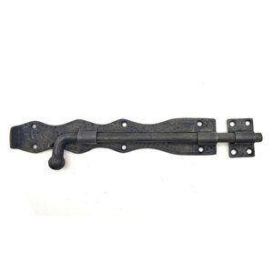 Antika Tarz Dekoratif Pirinç Dövme Kapı Sürgüsü - 25cm, Oksit Tdrtr