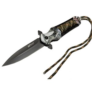 4266 Siyah Kamp Çakı 21cm - Yarı Otomatik, İpli, Kemerlikli