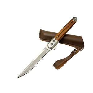 Zbr M390 1-37 Kahverengi Kamp Çakısı 21cm - Manuel, Ahşap Sap, Kılıflı