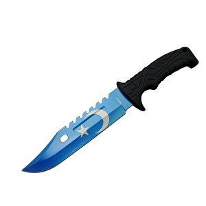 Ayyıldız Mf013bl Mavi Av Bıçağı 31cm - Testere Detaylı Bıçak, Kılıflı, Plastik Sap