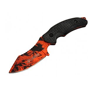 Columbia 156b Turuncu Desenli Kamp Çakı Bıçağı 19 Cm - Kılıflı